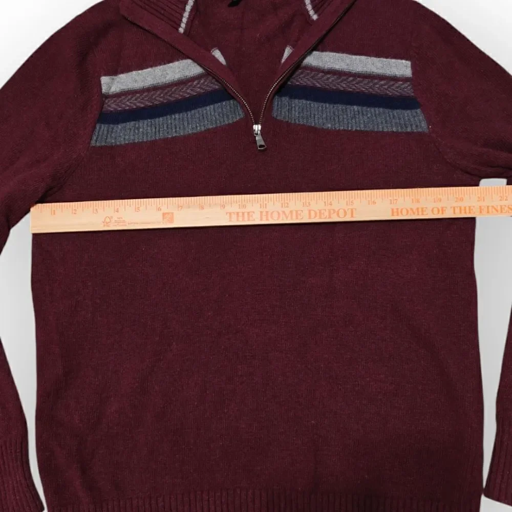Banana Republic Italian Yarn Wool blend burgundy quarter zip sweater size M